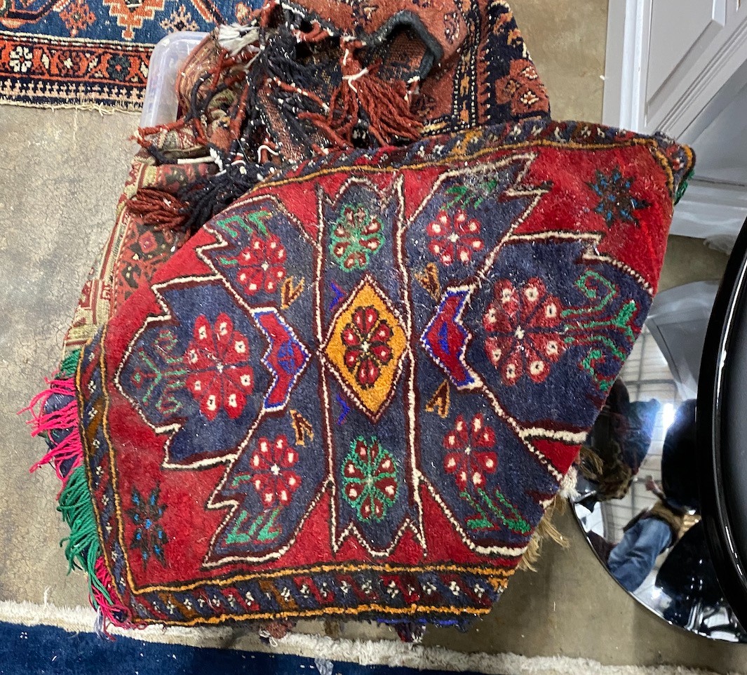 A group of assorted Caucasian saddlebags and other small rugs